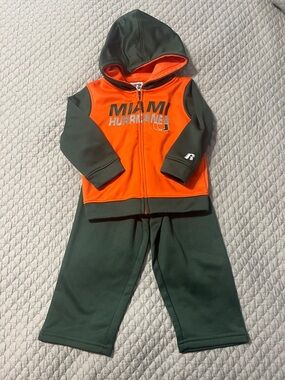 Russell Athletic Kids Miami Hurricanes Hooded Set - Orange and Green